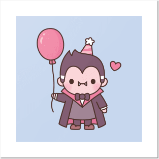 Cute Vampire With Red Balloon Posters and Art